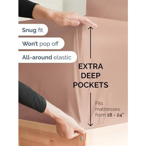 Lençol de elástico branco tamanho King com bolso profundo de 45 a 60 cm (18 a 24 polegadas) 1
