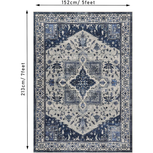 Χαλί Boho με λουλούδια 152x213 εκ., αντιολισθητικό, μαλακό 1