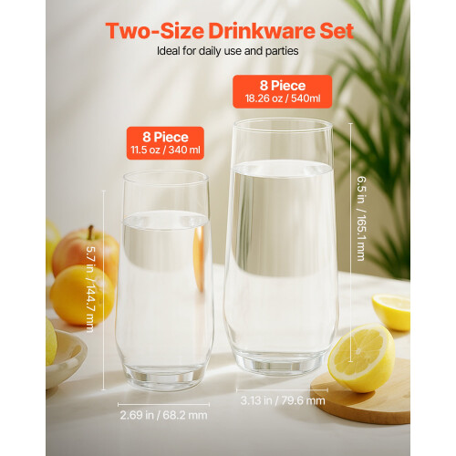 Σετ ποτηριών σόδας-λάιμ 16 τεμαχίων: 8x340ml + 8x540ml 1