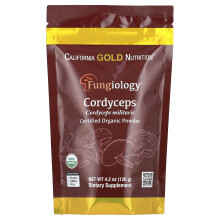 California Gold Nutrition, Fungiology, Certificeret Økologisk Cordyceps Militaris Powder, 4,2 oz (120 g)
