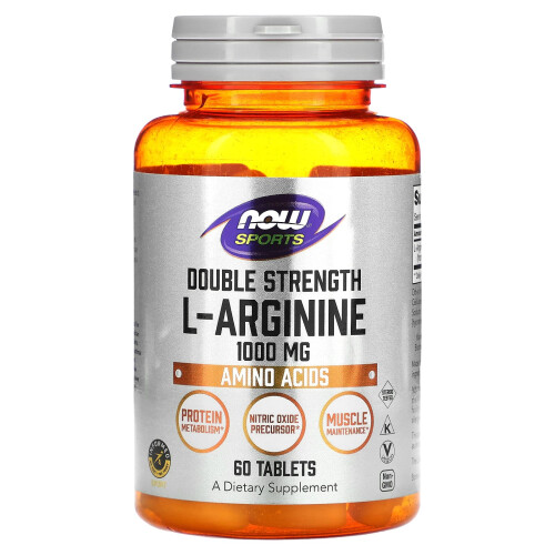 NOW Foods NOW Foods, Double Strength L-Αργινίνη, 1,000 mg, 60 Ταμπλέτες