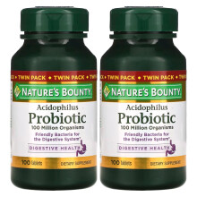 Nature's Bounty, Probiotico Acidofilo, Doppio Pacchetto, 100 Compressi Ogni Uno