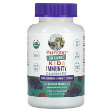 MaryRuth's, Organic Kids Immunitet Gummies z Borówką, Witaminą C i Zinkiem, Smak Mieszany, 60 Gummies