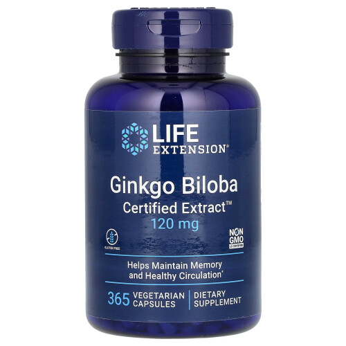 Life Extension, Γινκόμπιλα, Εγκεκριμένη Εξαγωγή, 120 mg, 365 Βιολογικά Φύλλα