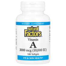 Natural Factors, Vitamin A, 3 000 mcg (10 000 IU), 180 Softgels