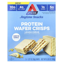 Atkins, Anytime Snacks, Protein-Wafer-Crisps, Zitronencreme, 5 Stangen, 1,27 oz (36 g) Jeder