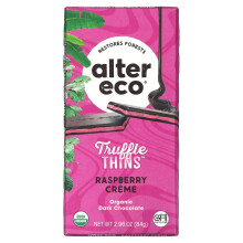 Alter Eco, Truffel Thins, Organische Donkere Chocolade Bar, Raspberrycrème, 2,96 oz (84 g)
