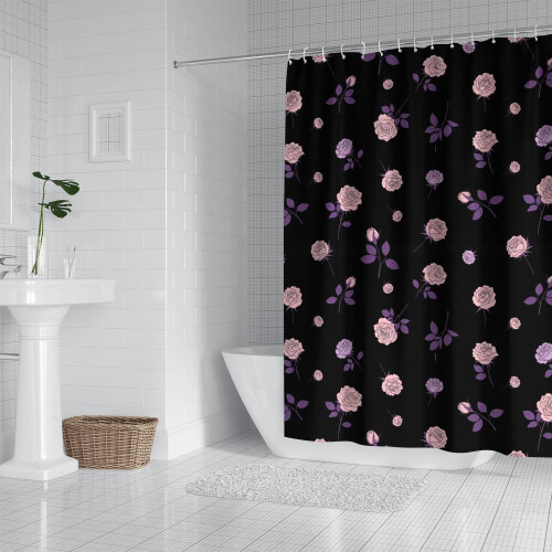Cortina de chuveiro floral Pioneer Flower 72x72 polegadas com 12 1