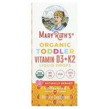 MaryRuth's, Ökológiai Kisgyermek D-vitamín + K2 Folyadékos Cseppek, 1-3 Év, Ízmentes, 1 fl oz (30 ml)