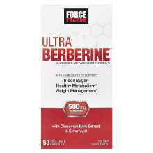 Force Factor, Ultra Berberine, Glukose & Metabolisme Formel, 500 mg, 60 Vegetable Capsules (250 mg Per Capsule)
