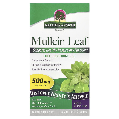 Nature's Answer, Mullein Leaf, 500 mg, 90 Vegetariske Capsules