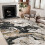 Abstract area rug black 5x7 ft machine washable low pile 3