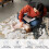 Abstract area rug black 5x7 ft machine washable low pile 7