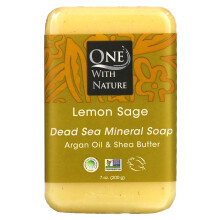 One with Nature, Sapone di Barra Minerale del Mar Morto, Limone e Salvia, 7 oz (198 g)