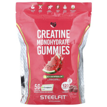 SteelFit, Creatina Monohidrato Gummies, Juicy Água Melancia, 120 Gummies