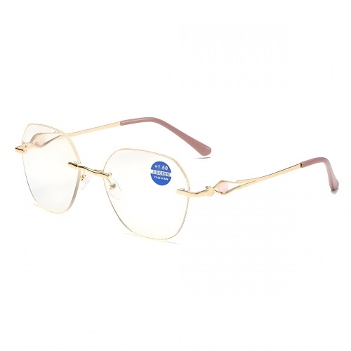Damen-Lesebrille ohne Rand mit Blaulichtfilter +1,5 2