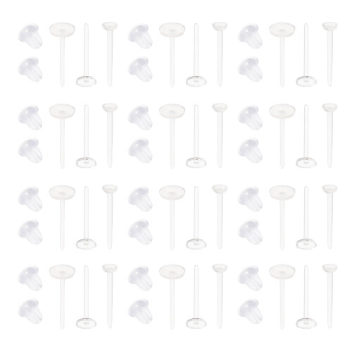 1800Pièces Boucles D'oreilles À Pousser Silicone Blanches Pour DIY 1