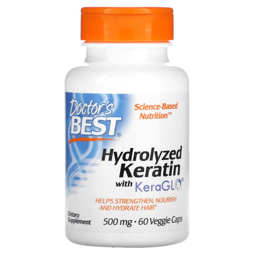 Doctor's Best, Υδρολυμένο Κεράτινη, 500 mg, 60 Βεγέτιτα Φιαλίδια