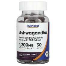 Nutricost, Ashwagandha Σουμπούστες Mixed Berry, 1,200 mg, 60 Σουμπούστες (600 mg ανά Σουμπούστη)