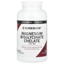 Kirkman Labs, Kirkman Laboratóriumok, Magnézium bis-glicinát készítmény, 100 mg, 250 kapszula
