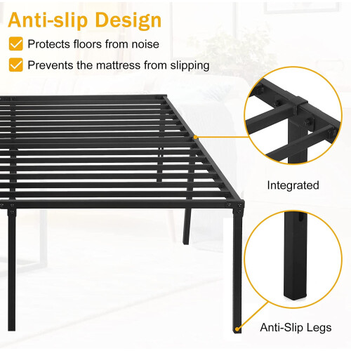 18" Queen Metal Platform Bed Frame Heavy Duty Mattress Foundation with Under Bed Storage Space 2