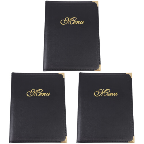 3Pièces Présentoir Menu Noir Simple Résistant Pour Restaurant 1