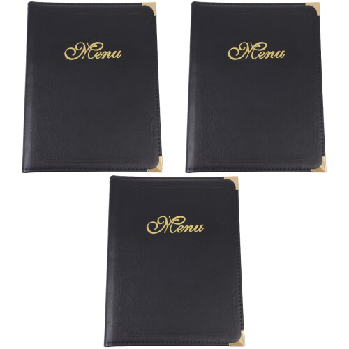 3Pièces Présentoir Menu Noir Simple Résistant Pour Restaurant 2