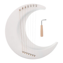 Instrument Lyre Harpe Bois 7 Cordes Forme Lune Blanche Facile