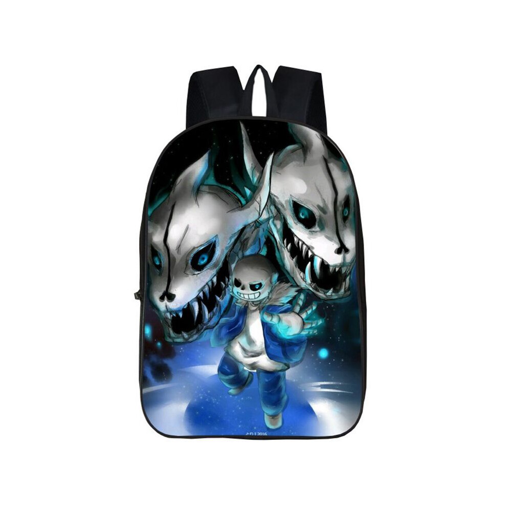 (White Blue) Undertale 17" Sans Papyrus Children Students Backpack School Bookbag Bag Travel Blue,White