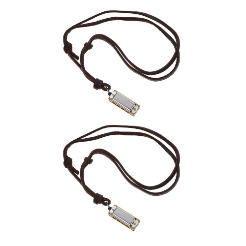 6Pcs Assorted Color Harmonica Necklace Pendant Miniature Musical Charm