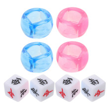4Pièces Dés Mahjong Vent Plastique Multi Couleurs Pour Loisirs