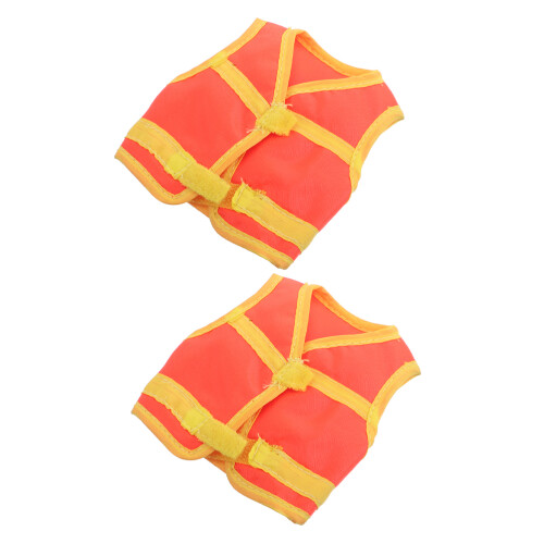 8Pcs Mini Doll Construction Safety Vests Orange Fabric DIY Play Set