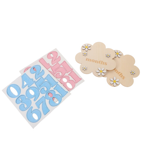 10Ensembles Plaques Bois Bébé Décor Floral Coloré Pour