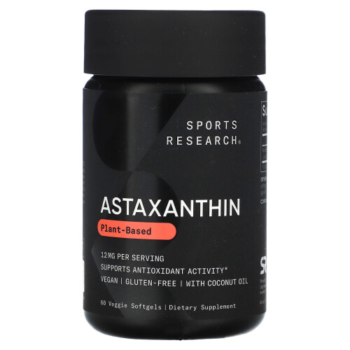 Sports Research, Ασταξανθίνη, 12 mg, 60 Βοτάνια Μοχλούς