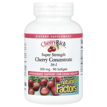 Natural Factors, Cherry Rich, Super Strength Cherry Koncentrat, 500 mg, 90 mjuka kapslar