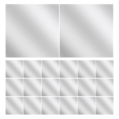 40Pcs Tiny Silver Acrylic Mirror Tiles Self-Adhesive for Wall Crafts