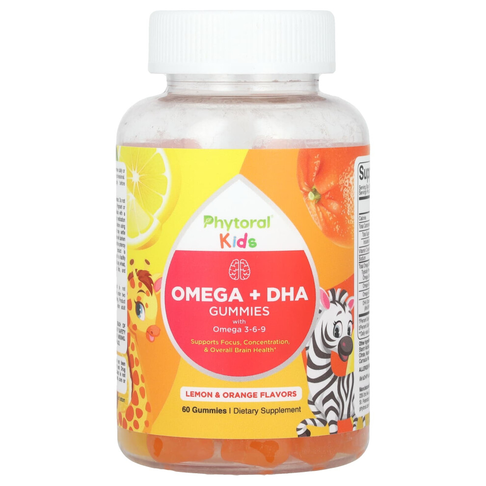 Phytoral Orange Kids, Omega + Dha Gummies With Omega 3-6-9, Lemon & 60 Gummies