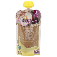 Happy Family Organics, Happy Baby, Alimento Organico para Bebês, 6+ Meses, Bananas, Romãs & Granola, 4 oz (113 g)