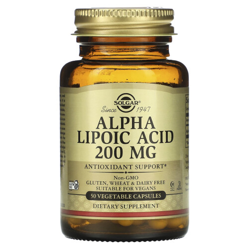 Solgar Σόλγκαρ, Αλφα Λιποϊκό Οξύ, 200 mg, 50 Βοτανογενή Καψούλες