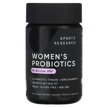 Sports Research, Probiotici Femminili, Cranberry, 65 Miliardi CFU, 30 Capsule di Rilascio Ritardato
