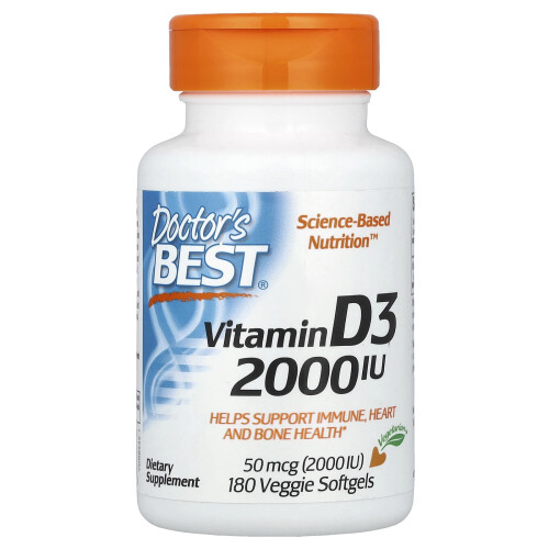 Doctor's Best, Βιταμίνη D3, 50 mcg (2.000 IU), 180 Βεγιέ Τρυγύκια