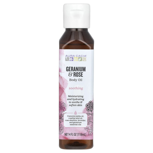 Aura Cacia, Σώμα Οϊλ, Geranium & Rose, 4 fl oz (118 ml)