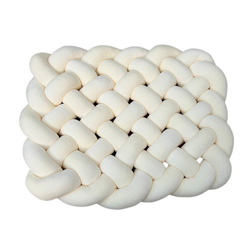 Solid Handmade Woven Backrest Decorative Square Throw Pillow Cushion for Sofa Bed Couch Bench Car Office Home Decor （White） 1