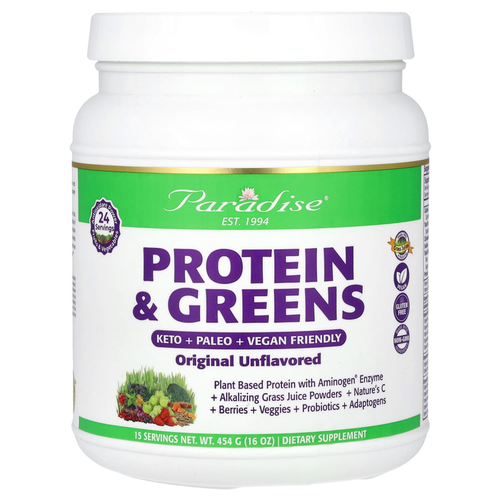 Paradise Herbs , Protein & Greens, Original Unflavored, 16 Oz (454 G)