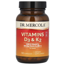 Dr. Mercola, Vitaminok D3 & K2, 90 Kapszula