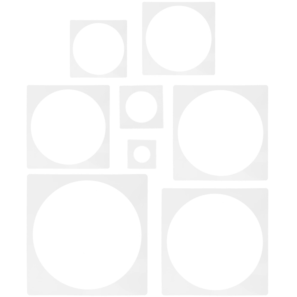 8 Pcs Plastic Stencils Reusable Circle For Painting Child White 9165521594016