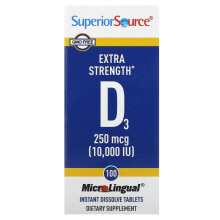 Superior Source, D3, Extra Erősség, 250 mcg (10,000 IU), 100 MikroLingvális Instant Disszolúció Tabletták