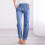 Calça feminina azul celeste de linho e algodão com pernas largas, tamanho XL. 2