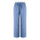 Calça feminina azul celeste de linho e algodão com pernas largas, tamanho XL. 5