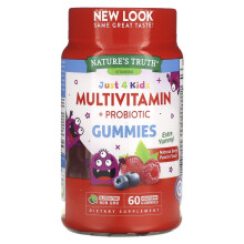 Nature's Truth, Just 4 Kidz, Multivitamina + Probiotico, Punch di Frutta Naturale, 60 Gomme Vegetariane